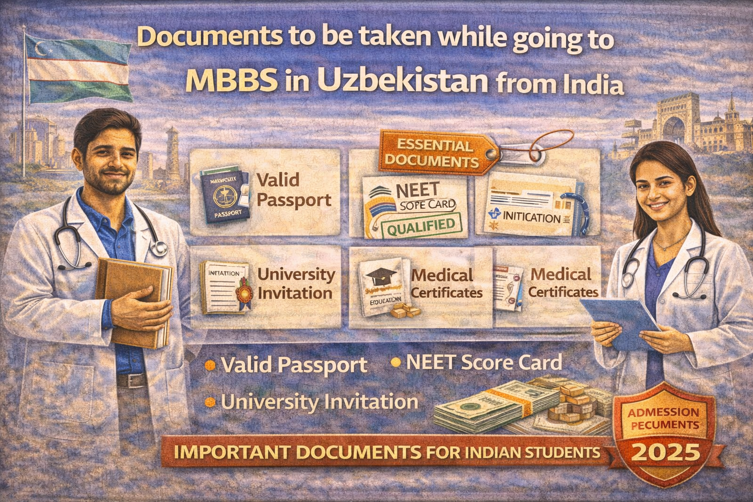 Documents to be taken while going to MBBS in Uzbekistan from India